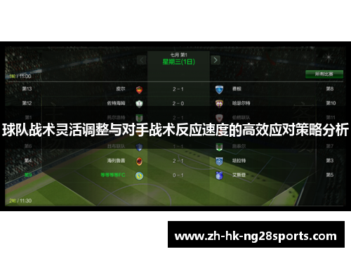 球队战术灵活调整与对手战术反应速度的高效应对策略分析