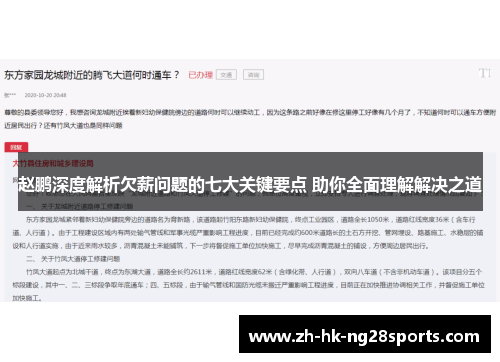 赵鹏深度解析欠薪问题的七大关键要点 助你全面理解解决之道